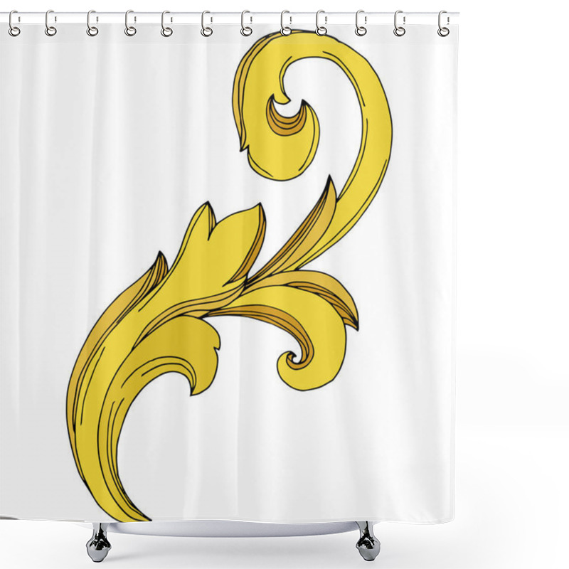 Personality  Vector Golden monogram floral ornament. Black and white engraved ink art. Isolated monogram illustration element. shower curtains