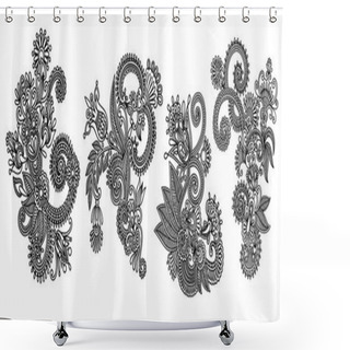 Personality  Paisley Flower Pattern In Ethnic Style, Indian Decorative Floral Shower Curtains