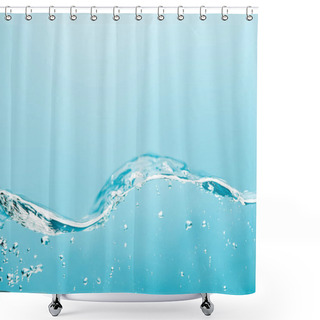 Personality  Wavy Transparent Pure Water With Bubbles On Blue Background Shower Curtains
