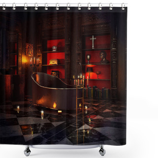 Personality  Dark Bath With Victorian Copper Tub, Candlelight, Reflections Shower Curtains