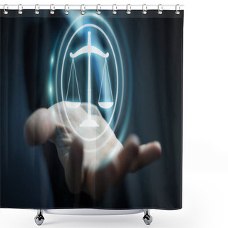 Personality  Businessman Using Law Protection Right 3D Rendering Shower Curtains