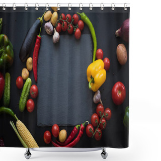 Personality  Ripe Vegetables And Slate Board Shower Curtains