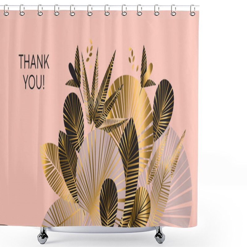 Personality  Decorative Geometric Gold And Rosy Tropical Pattern Shower Curtains