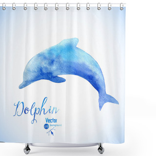 Personality  Watercolor Dolphin Background Symbol Shower Curtains