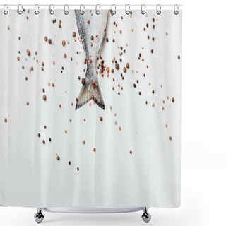 Personality  Sea Fish Seasoned With Pepper And Salt Isolated On White Shower Curtains