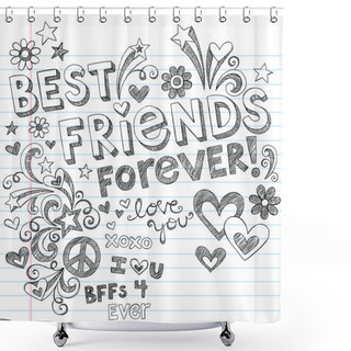 Personality  BEst Friends Forever BFF Back To School Sketchy Doodles Vector Shower Curtains