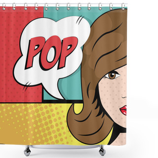 Personality  Girl Brunette Pop Bubble Speech Pop Art Shower Curtains