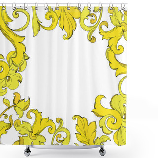 Personality  Vector Gold Monogram Floral Ornament. Black And White Engraved Ink Art. Frame Border Ornament Square. Shower Curtains