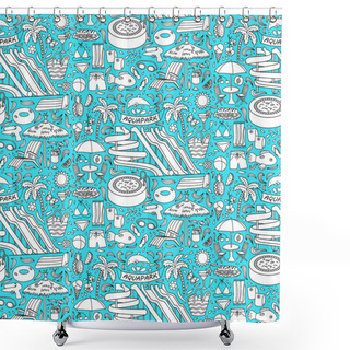 Personality  Aquapark Doodle Seamless Pattern Shower Curtains