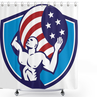 Personality  Atlas Carrying Globe USA Flag Crest Retro Shower Curtains