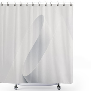 Personality  Close-up View Of White Rolled Paper On White Background Shower Curtains