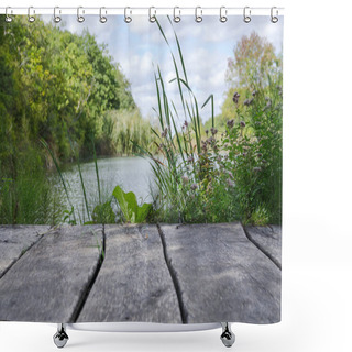 Personality  Wooden Pier In The Lake Shower Curtains