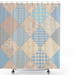 Personality  Patchwork Textile Pattern. Seamless Quilting Design Background. Shower Curtains