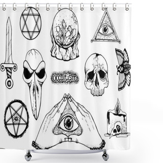 Personality  Occultism, Hand-drawn Vector Set, Mystic Shower Curtains