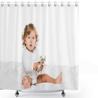 Personality  Toddler Holding Money Shower Curtains