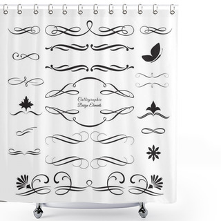 Personality  Collection Of Arabesque And Calligraphic Decorative Elements 3 Shower Curtains