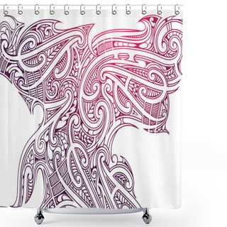 Personality  Ornamental Smoke With Polynesian Elements Shower Curtains