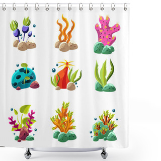 Personality  Cartoon Underwater Plants And Creatures Shower Curtains