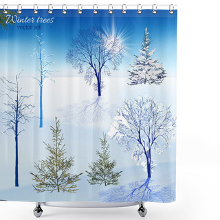 Personality  Winter Trees Set Shower Curtains