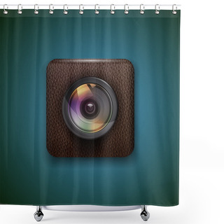 Personality  Photo Camera Icon. Vector Illustration  Shower Curtains
