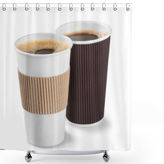 Personality  Coffee Cups On White Shower Curtains