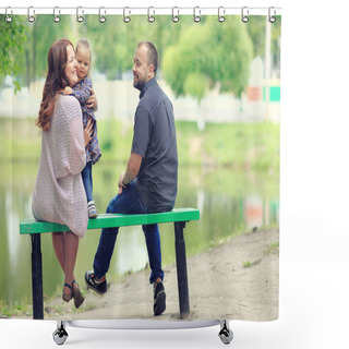 Personality  Mom And Young Daughter And Dad Shower Curtains