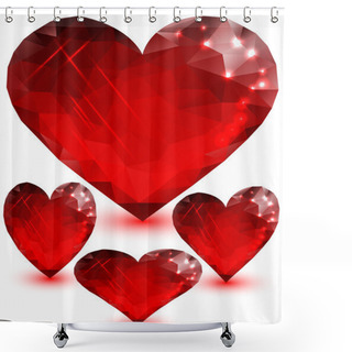 Personality  Set Of Glass Sparkling Hearts Shower Curtains