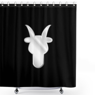 Personality  Aries Bull Head Front Shape Symbol Silver Plated Metallic Icon Shower Curtains