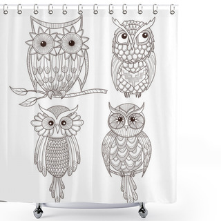 Personality  Set Of Cute Owls. Shower Curtains