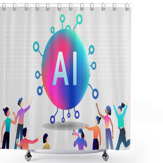 Personality  AI Technology Innovative Applications Vector Infographic. Artificial Intelligence, Machine Learning, Data Science And Cognitive Computing Concept. Shower Curtains