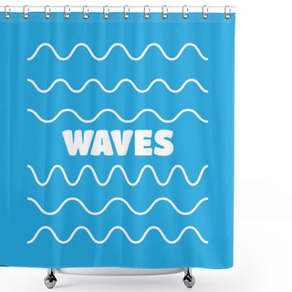 Personality  Waves Outline Icon, Modern Minimal Flat Design Style Shower Curtains