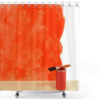 Personality  Partly Painted Red Wall Shower Curtains