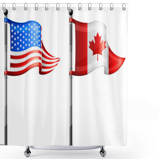 Personality  USA & Canada Flags Shower Curtains