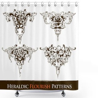 Personality  Set Of Heraldic Flourish Patterns Shower Curtains