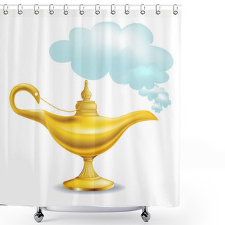 Personality  Golden Magic Lamp With Cloud Shower Curtains