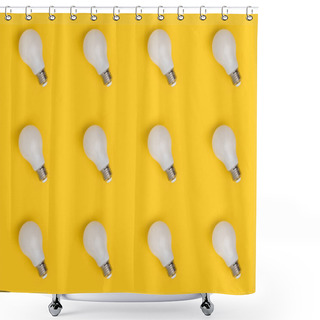 Personality  Full Frame Of Arrangement Of Light Bulbs Isolated On Yellow Shower Curtains