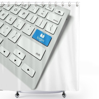 Personality  Keyboard And Blue Login Button, Internet Concept Shower Curtains