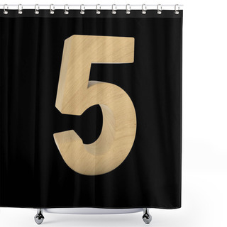 Personality  Wooden Number Five Isolated On Black 3D Illustration Shower Curtains