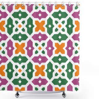 Personality  Seamless Traditional Floral Vector Islamic Ornament - Girih Shower Curtains