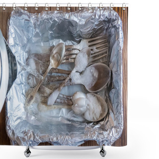 Personality  Melchior Spoons And Forks In Foil Shower Curtains