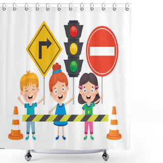 Personality  Traffic Concept With Funny Characters Shower Curtains