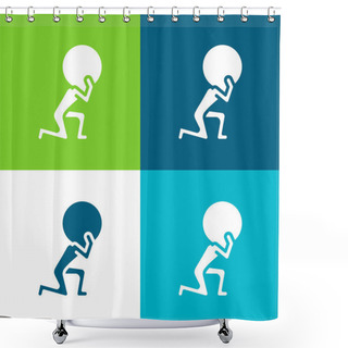 Personality  Atlas Flat Four Color Minimal Icon Set Shower Curtains
