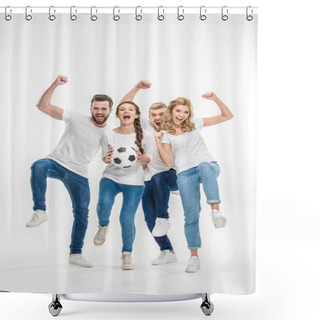 Personality  Cheerful Friends With Soccer Ball Shower Curtains