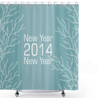 Personality  New 2014 Year Vector Card Of Blue And White Colors Shower Curtains