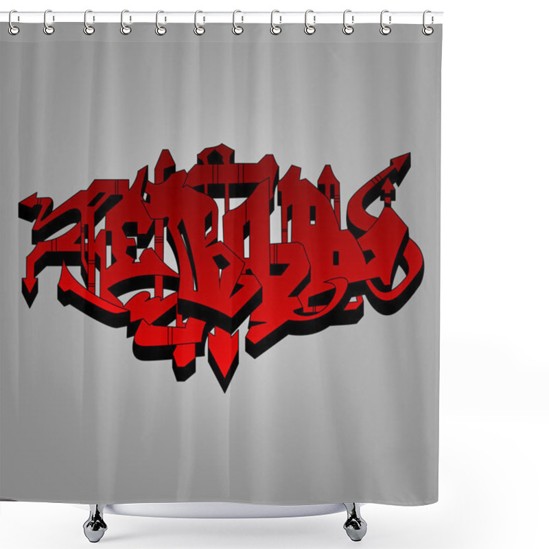 Personality  Graffiti - Red And Black Wild Style Illustration Shower Curtains