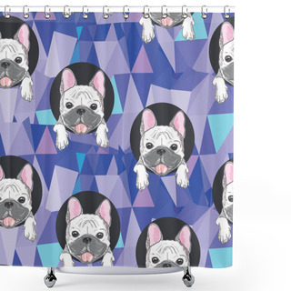 Personality  Cute Bulldogs Seamless Pattern Shower Curtains