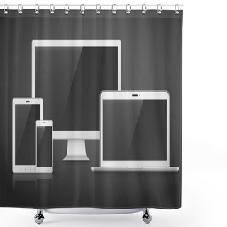 Personality  Modern Device Set Over Black Background Shower Curtains