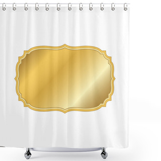 Personality  Gold Frame. Beautiful Simple Golden Design White Shower Curtains