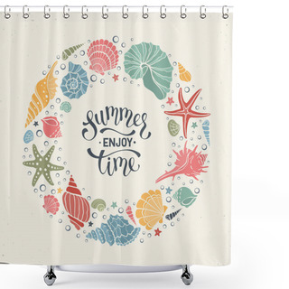 Personality  Sea Shells Illustration Shower Curtains