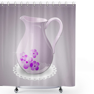 Personality  Vector Pitcher Decorated With Flowers Shower Curtains
